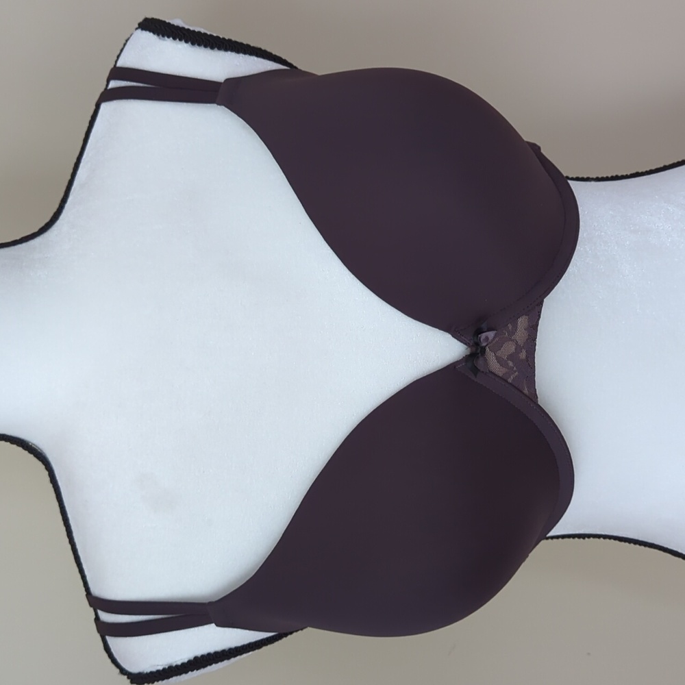 DKNY Underwire Floral Lace Dual Front Strap Bra 36DD Brown